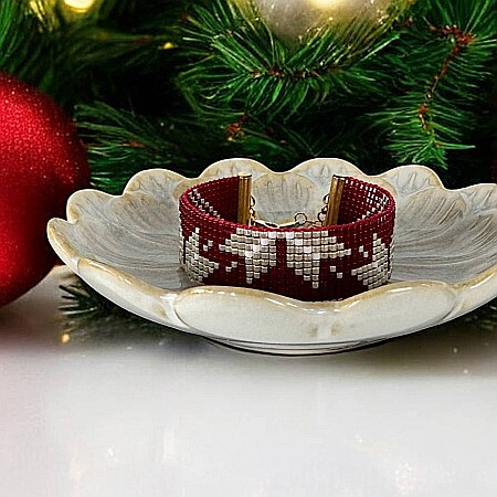 Bratara miyuki rosu-argintiu lata, eleganta pentru femei, Samira [4]