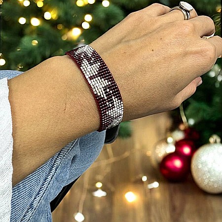 Bratara miyuki rosu-argintiu lata, eleganta pentru femei, Samira [2]