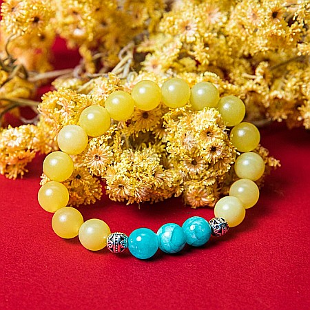 Bratara “Monisha” cu pietre semipretioase de Jad Lemon si Amazonit, margele de 8mm [2]