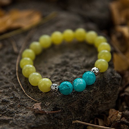 Bratara “Monisha” cu pietre semipretioase de Jad Lemon si Amazonit, margele de 8mm [1]