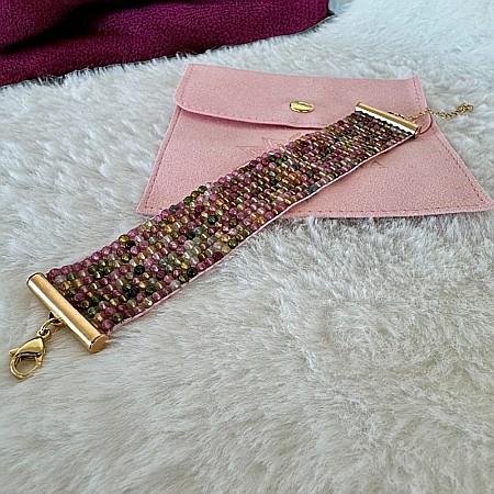 Bratara multistrat Neena din cristale de turmalina Candy naturala multicolora [5]