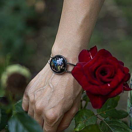 Bratara Orgonica SALENA cu Ametist, Citrin, Aventurina Verde, Agata Rosie, Scoica si Fasii de Cupru, 6 cm [5]