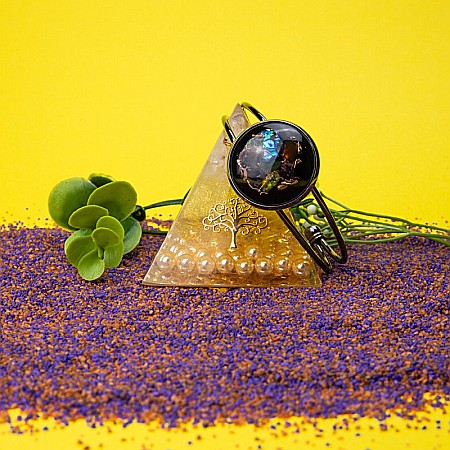 Bratara Orgonica SALENA cu Ametist, Citrin, Aventurina Verde, Agata Rosie, Scoica si Fasii de Cupru, 6 cm [9]