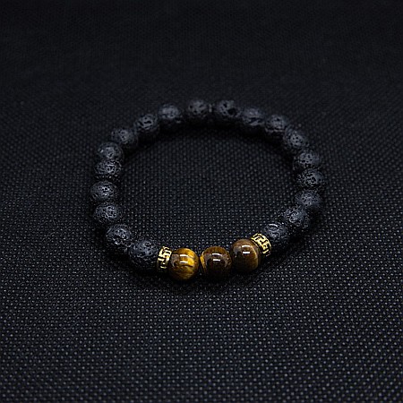 Bijuterii pietre semipretioase - Bratara “ORIEL” din Pietre de Lava (Vulcanice) si Ochi de Tigru