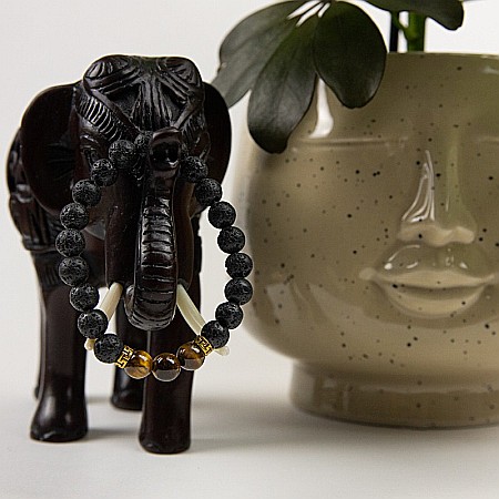 Bratara “ORIEL” din Pietre de Lava (Vulcanice) si Ochi de Tigru [2]