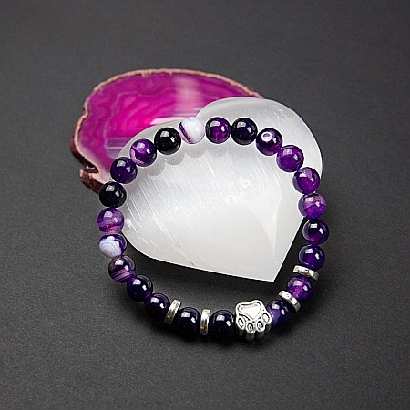 Bijuterii Agat - Bratara “PAW” din Pietre Naturale de Agata si Accesoriu Labuta de Catel