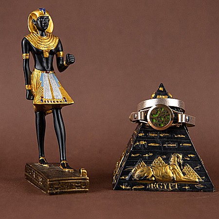 Bratara Pentru Aromaterapie Uleiuri Esentiale, Curea din Piele Ecologica, Aurie, Dubla, cu Medalion Rose Gold Flower [2]