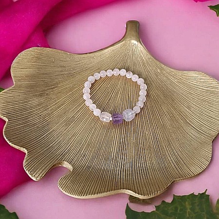 Bratara pentru femei Sipra, din cristale de Cuart Roz de madagascar si Ametist cu accesorii din argint 925 [9]