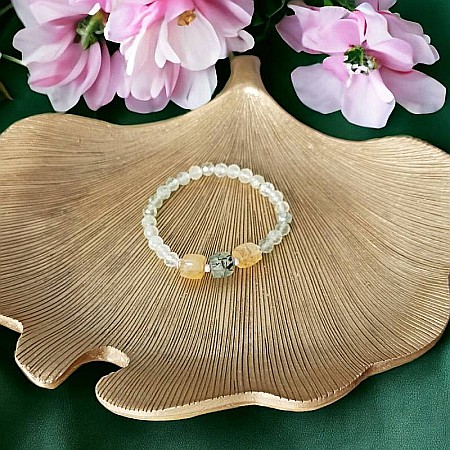 Bratara pentru femei Sipra, din cristale de Prehnit fatetate si Lemon Cuart cu accesorii din argint 925 [9]