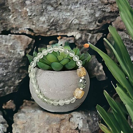 Bratara pentru femei Sipra, din cristale de Prehnit fatetate si Lemon Cuart cu accesorii din argint 925 [7]