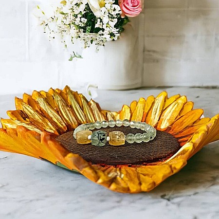 Bratara pentru femei Sipra, din cristale de Prehnit fatetate si Lemon Cuart cu accesorii din argint 925 [2]