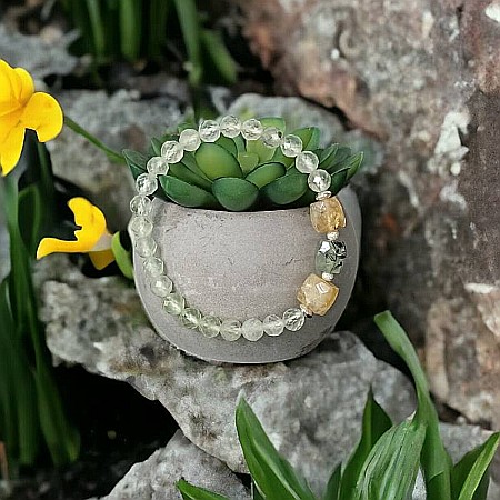 Bratara pentru femei Sipra, din cristale de Prehnit fatetate si Lemon Cuart cu accesorii din argint 925 [3]