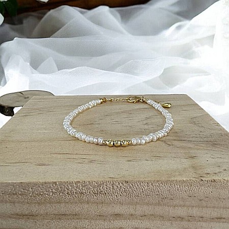 Bratara perle de cultura eleganta Hana cu accesorii din argint placat cu aur 925 [10]