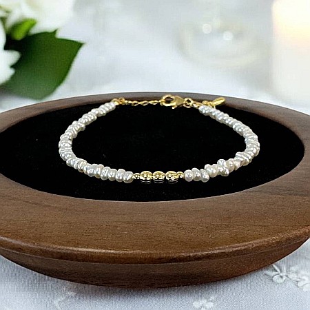 Bratara perle de cultura eleganta Hana cu accesorii din argint placat cu aur 925 [2]