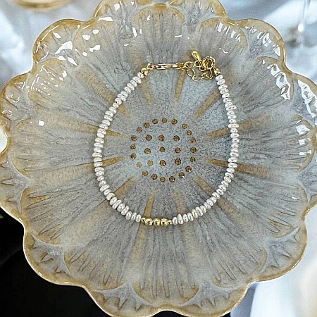 Bratara perle de cultura eleganta Hana cu accesorii din argint placat cu aur 925 [8]