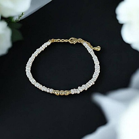 Bratara perle de cultura eleganta Hana cu accesorii din argint placat cu aur 925 [5]