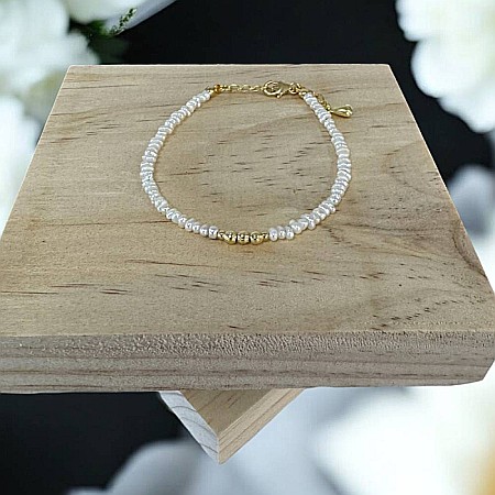 Bratara perle de cultura eleganta Hana cu accesorii din argint placat cu aur 925 [9]