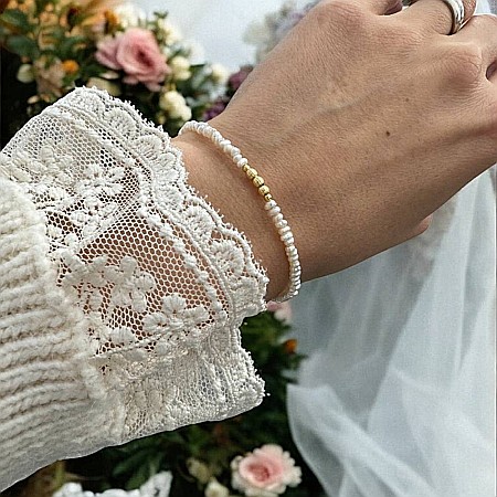 Bratara perle de cultura eleganta Hana cu accesorii din argint placat cu aur 925 [6]