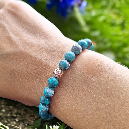 Bratara piatra naturala Howlit Turcoaz American Zina cu accesorii din Argint 925 rose gold [1]