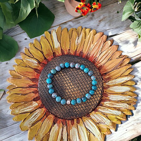 Bratara piatra naturala Howlit Turcoaz American Zina cu accesorii din Argint 925 rose gold [4]