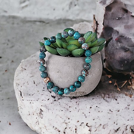 Bratara piatra naturala Howlit Turcoaz American Zina cu accesorii din Argint 925 rose gold [11]