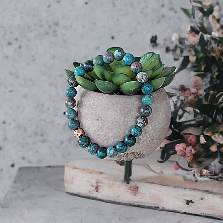 Bratara piatra naturala Howlit Turcoaz American Zina cu accesorii din Argint 925 rose gold [9]