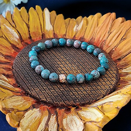 Bratara piatra naturala Howlit Turcoaz American Zina cu accesorii din Argint 925 rose gold [5]