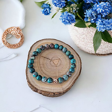 Bratara piatra naturala Howlit Turcoaz American Zina cu accesorii din Argint 925 rose gold [2]