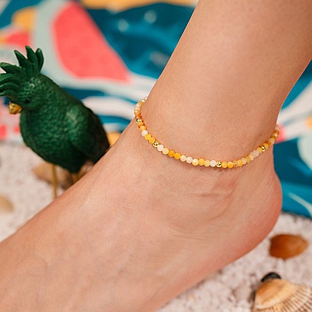 Bratara picior Laila din cristale de Topaz si argint placat cu aur ❤️ [3]