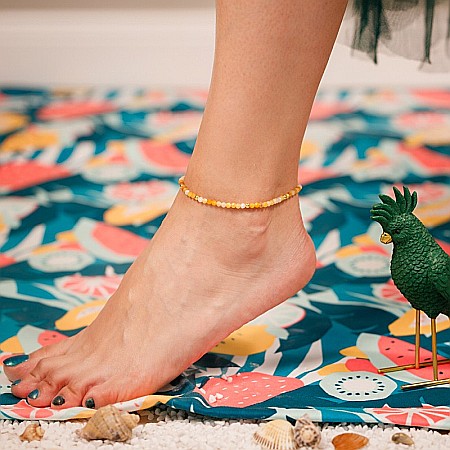 Bratara picior Laila din cristale de Topaz si argint placat cu aur ❤️ [6]