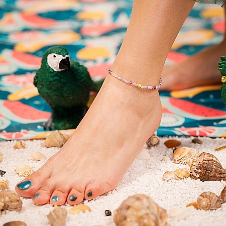 Bratara picior Sena din cristale de Fluorit cu accesorii si inchidere din Argint placat cu Aur [3]