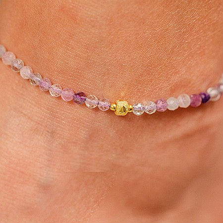 Bratara picior Sena din cristale de Fluorit cu accesorii si inchidere din Argint placat cu Aur [4]