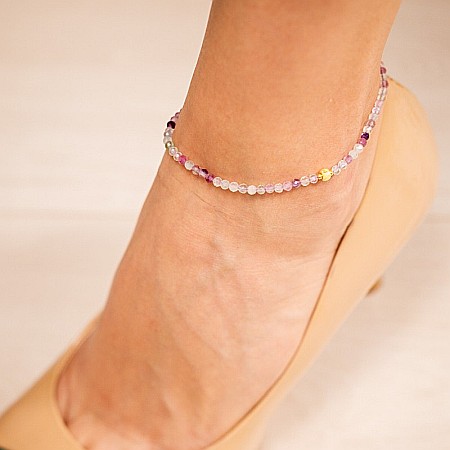 Bratara picior Sena din cristale de Fluorit cu accesorii si inchidere din Argint placat cu Aur [7]