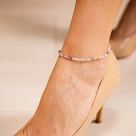 Bratara picior Sena din cristale de Fluorit cu accesorii si inchidere din Argint placat cu Aur [6]