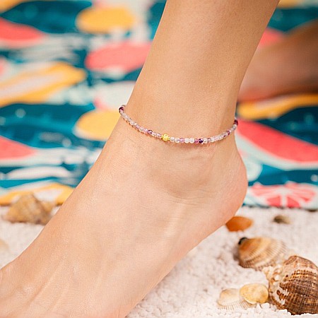 Bratara picior Sena din cristale de Fluorit cu accesorii si inchidere din Argint placat cu Aur [2]