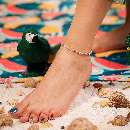 Bratara picior Sena din cristale de Fluorit cu accesorii si inchidere din Argint placat cu Aur [1]