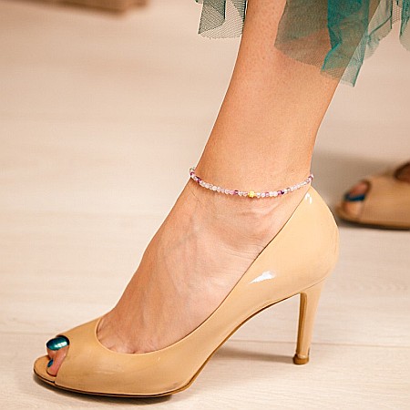 Bratara picior Sena din cristale de Fluorit cu accesorii si inchidere din Argint placat cu Aur [8]