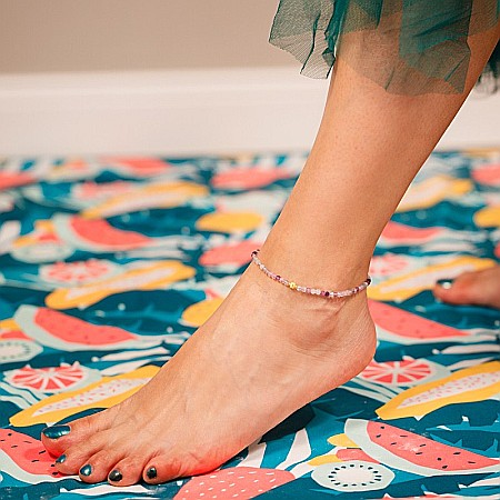 Bratara picior Sena din cristale de Fluorit cu accesorii si inchidere din Argint placat cu Aur [5]