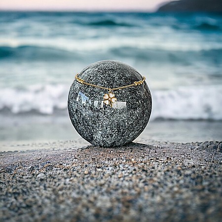 Bratara picior trifoi cu 4 foi din inox placat cu aur 14K [4]