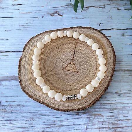 Bratara pietre naturale albe de Coral cu accesorii din Argint 925, Cindy [4]