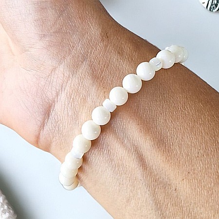 Bratara pietre naturale albe de Coral cu accesorii din Argint 925, Cindy [5]