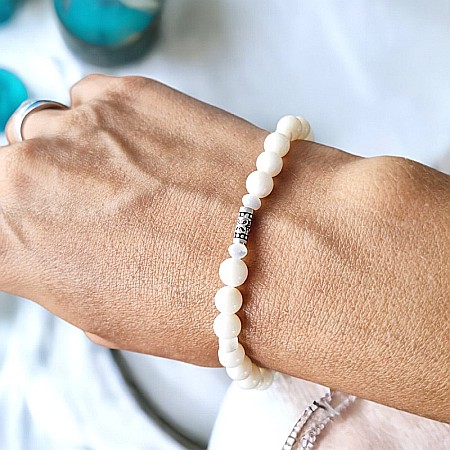 Bratara pietre naturale albe de Coral cu accesorii din Argint 925, Cindy [6]
