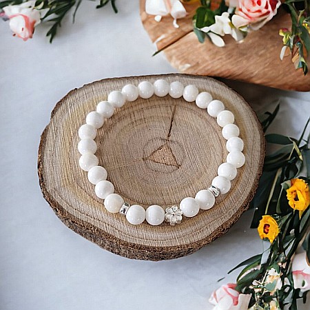 Bratara pietre naturale albe de Tridacna cu accesorii din argint 925, Doria [5]