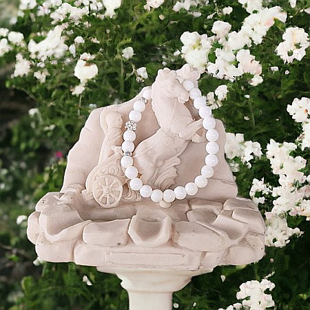 Bratara pietre naturale albe de Tridacna cu accesorii din argint 925, Doria [2]