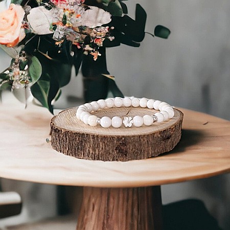 Bratara pietre naturale albe de Tridacna cu accesorii din argint 925, Doria [7]