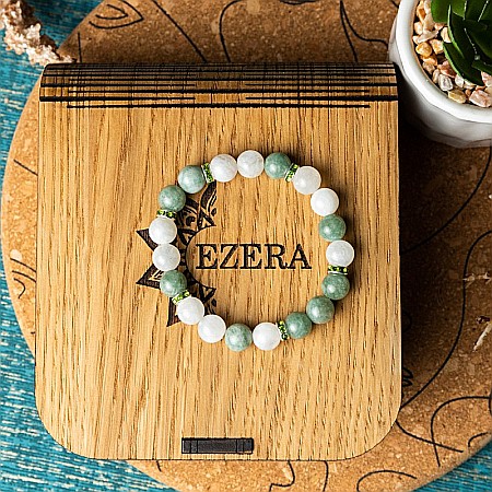 Bratara energetica din Jad Verde si Piatra Lunii, Catia, margele de 8mm [8]