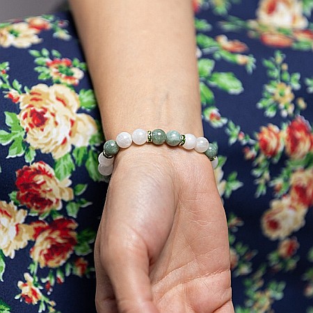 Bratara energetica din Jad Verde si Piatra Lunii, Catia, margele de 8mm [2]