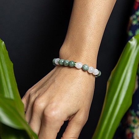 Bratara energetica din Jad Verde si Piatra Lunii, Catia, margele de 8mm [4]