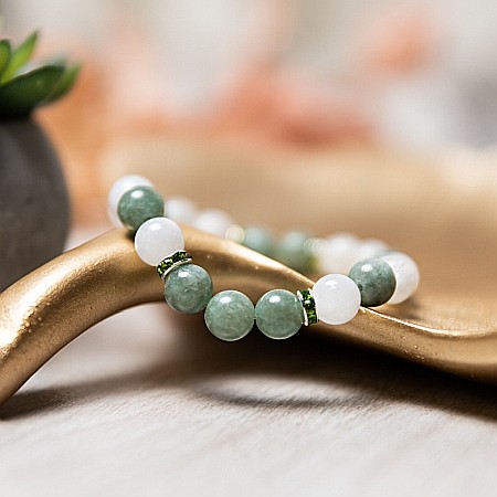 Bratara energetica din Jad Verde si Piatra Lunii, Catia, margele de 8mm [6]