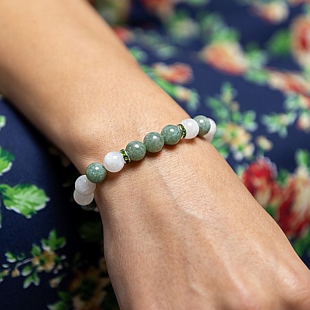 Bratara energetica din Jad Verde si Piatra Lunii, Catia, margele de 8mm [1]